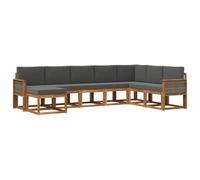 vidaXL Set di divani da esterno con cuscino 8 pcs Naturale e Antracite, Giardino, Divano da esterno moderno, Set di mobili sectional, Sedute da patio durevoli, Terrazza per il comfort