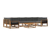 vidaXL Set di divani da esterno con cuscino 8 pcs Naturale e Antracite, Set di divani da esterno in legno di acacia, mobili da giardino moderni, posti a sedere modulari per lounge in patio e giardino