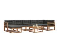 vidaXL Set di divani da esterno con cuscino 8 pcs Naturale e Antracite, Set di divani da giardino, mobili da esterno moderni, in legno di acacia, comodi per lounge e aree a bordo piscina