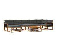 vidaXL Set di divani da esterno con cuscino 8 pcs Naturale e Antracite, Set Divano da Esterno in Acacia, Mobili Modulari per Giardino, Comodo per Piscina, Lounge Resistente per Giardino