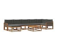 vidaXL Set di divani da esterno con cuscino 8 pcs Naturale e Antracite, Set Divano da Esterno in Acacia, Mobili Modulari per Giardino, Comodo per Piscina, Lounge Resistente per Giardino