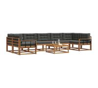 vidaXL Set di divani da esterno con cuscino 8 pcs Naturale e Antracite, Set Divano da Esterno, Sedute Modulari Moderne, Mobili da Giardino in Legno di Acacia, Lounge per Patio