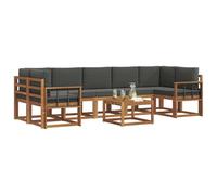 vidaXL Set di divani da esterno con cuscino 8 pcs Naturale e Antracite, Set Divano Esterno in Legno di Acacia, Lounge Moderna, Modularità, Arredo per Giardino, Comodità in Cortile