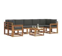 vidaXL Set di divani da esterno con cuscino 8 pcs Naturale e Antracite, Set Divano Esterno in Legno di Acacia, Lounge Moderna, Modularità, Arredo per Giardino, Comodità in Cortile