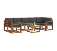 vidaXL Set di divani da esterno con cuscino 8 pcs Naturale e Antracite, Set Divano Esterno in Legno di Acacia, Lounge Moderna, Modularità, Arredo per Giardino, Comodità in Cortile