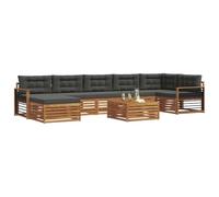 vidaXL Set di divani da esterno con cuscino 8 pcs Naturale e Antracite, Set divano sezionale da giardino, arredo esterno moderno, resistente per rilassarsi in giardino