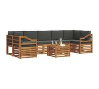 vidaXL Set di divani da esterno con cuscino 8 pcs Naturale e Antracite, Sofa Elegante da Giardino, Set Sezionale Moderno per Esterni, Lounge Durevole, Arredamento Comodo per Terrazzo