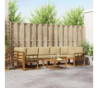 vidaXL Set di divani da esterno con cuscino 8 pcs Naturale e Beige, Set Divano Esterno in Legno di Acacia, Lounge Moderna, Modularità, Arredo per Giardino, Comodità in Cortile