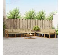 vidaXL Set di divani da esterno con cuscino 8 pcs Naturale e Beige, Divano da esterno, moderno set sezionale per patio, arredamento resistente per giardino e relax in terrazza
