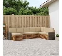 vidaXL Set di divani da esterno con cuscino 8 pcs Naturale e Beige, Mobili da Giardino, Divano Moderno per Esterni, Set per Patio, Lounge Terrazza, Comfort Resistente