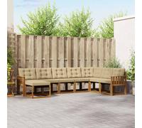 vidaXL Set di divani da esterno con cuscino 8 pcs Naturale e Beige, Divano da giardino, set sezionale moderno, mobili lounge resistenti per esterni, comfort in terrazza