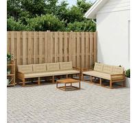 vidaXL Set di divani da esterno con cuscino 8 pcs Naturale e Beige, Divano moderno da giardino, set per terrazza, lounge patio, comodo e sezionabile