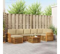 vidaXL Set divano sezionale con cuscino 8 pcs Naturale e Beige, Divano da giardino, set moderno per esterni, mobili sezionali per terrazza, lounge resistente e confortevole