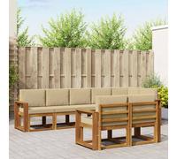 vidaXL Set di divani da esterno con cuscino 8 pcs Naturale e Beige, Divano da esterno moderno per terrazze, set di divani per patio stiloso, mobili resistenti per un comfort totale