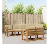 vidaXL Set di divani da esterno con cuscino 8 pcs Naturale e Beige, Divano da esterno moderno per terrazze, set di divani per patio stiloso, mobili resistenti per un comfort totale