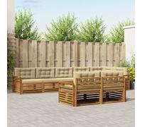 vidaXL Set di divani da esterno con cuscino 8 pcs Naturale e Beige, Set di divani modulari da esterno, lounge resistente, arredo in acacia, posti moderni per il patio