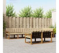 vidaXL Set di divani da esterno con cuscino 8 pcs Naturale e Beige, Divano da giardino moderno, resistente, set per terrazzo, arredamento per patio, spazio lounge