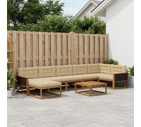 vidaXL Set di divani da esterno con cuscino 8 pcs Naturale e Beige, Set Divano da Esterno in Acacia, Mobili Modulari per Giardino, Comodo per Piscina, Lounge Resistente per Giardino