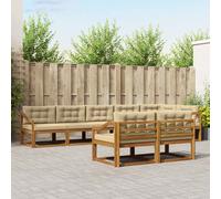vidaXL Set di divani da esterno con cuscino 8 pcs Naturale e Beige, Divano in Legno di Acacia, Mobili da Esterno Moderni, Set di Lounge per Giardino, Divano da Patio Durevole
