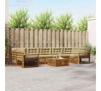 vidaXL Set di divani da esterno con cuscino 8 pcs Naturale e Beige, Divano da giardino, mobili modulari, seduta resistente, lounge moderna per patio, set comodo per terrazzi