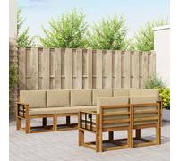 vidaXL Set di divani da esterno con cuscino 8 pcs Naturale e Beige, Divano da esterno moderno per terrazze, set di divani per patio stiloso, mobili resistenti per un comfort totale