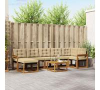 vidaXL Set di divani da esterno con cuscino 8 pcs Naturale e Beige, Set da giardino, lounge moderna, divano comodo, resistente alle intemperie, braccioli pratici, cuscini spessi
