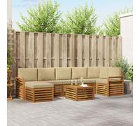 vidaXL Set di divani da esterno con cuscino 8 pcs Naturale e Beige