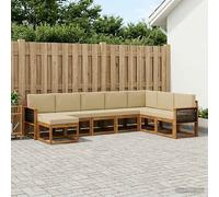 vidaXL Set di divani da esterno con cuscino 8 pcs Naturale e Beige, Set Divano Moderno per Esterni, Mobili Resistenti alle Intemperie, Lounge Giardino per Comfort in Terrazza