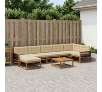 vidaXL Set di divani da esterno con cuscino 8 pcs Naturale e Beige