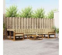 vidaXL Set di divani da esterno con cuscino 8 pcs Naturale e Beige, Set di divani modulari eleganti per esterni, mobili da giardino resistenti al tempo, per un terrazzo comodo