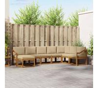 vidaXL Set di divani da esterno con cuscino 8 pcs Naturale e Beige, Giardino, Divano da esterno moderno, Set di mobili sectional, Sedute da patio durevoli, Terrazza per il comfort