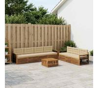 vidaXL Set di divani da esterno con cuscino 8 pcs Naturale e Beige, Divano da Giardino, Arredo Esterno Moderno, Set Sezionale per Terrrazza e Lounge Comfortevole