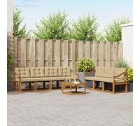 vidaXL Set di divani da esterno con cuscino 8 pcs Naturale e Beige, Divano moderno per esterni, arredo giardino resistente, set da patio, lounge per relax e comfort