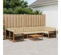 vidaXL Set di divani da esterno con cuscino 8 pcs Naturale e Beige, Set di divani modulari eleganti per esterni, mobili da giardino resistenti al tempo, per un terrazzo comodo