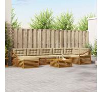 vidaXL Set di divani da esterno con cuscino 8 pcs Naturale e Beige, Set divano sezionale da giardino, arredo esterno moderno, resistente per rilassarsi in giardino