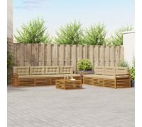 vidaXL Set di divani da esterno con cuscino 8 pcs Naturale e Beige, Divano da giardino, set moderno per esterni, sezionale resistente, posti in terrazza, mobile comfy