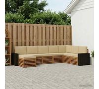 vidaXL Set di divani da esterno con cuscino 8 pcs Naturale e Beige