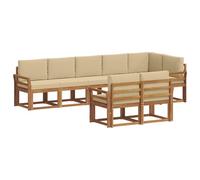 vidaXL Set di divani da esterno con cuscino 8 pcs Naturale e Beige, Divano da esterno moderno per terrazze, set di divani per patio stiloso, mobili resistenti per un comfort totale