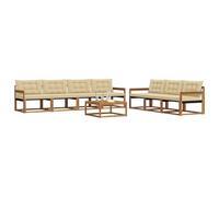 vidaXL Set di divani da esterno con cuscino 8 pcs Naturale e Beige, Divano da esterno, moderno set sezionale per patio, arredamento resistente per giardino e relax in terrazza