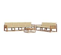 vidaXL Set di divani da esterno con cuscino 8 pcs Naturale e Beige, Divano da esterno, moderno set sezionale per patio, arredamento resistente per giardino e relax in terrazza