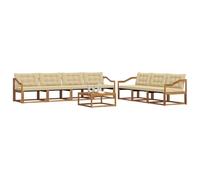 vidaXL Set di divani da esterno con cuscino 8 pcs Naturale e Beige, Divano da esterno, moderno set sezionale per patio, arredamento resistente per giardino e relax in terrazza