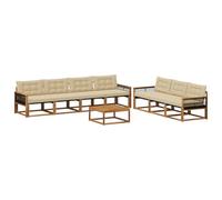 vidaXL Set di divani da esterno con cuscino 8 pcs Naturale e Beige, Divano da esterno, moderno set sezionale per patio, arredamento resistente per giardino e relax in terrazza