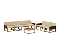 vidaXL Set di divani da esterno con cuscino 8 pcs Naturale e Beige, Divano da esterno, moderno set sezionale per patio, arredamento resistente per giardino e relax in terrazza