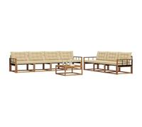 vidaXL Set di divani da esterno con cuscino 8 pcs Naturale e Beige, Divano da esterno, moderno set sezionale per patio, arredamento resistente per giardino e relax in terrazza