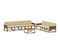 vidaXL Set di divani da esterno con cuscino 8 pcs Naturale e Beige, Divano da esterno, moderno set sezionale per patio, arredamento resistente per giardino e relax in terrazza