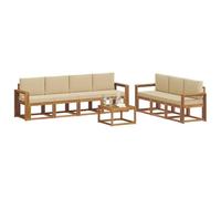 vidaXL Set di divani da esterno con cuscino 8 pcs Naturale e Beige, Divano da Esterno Moderno, Sezionale da Giardino, Lounge Patio Durevole, Set Comodo per il Relax in Terrazza