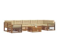 vidaXL Set di divani da esterno con cuscino 8 pcs Naturale e Beige, Divano da giardino, mobili modulari, seduta resistente, lounge moderna per patio, set comodo per terrazzi