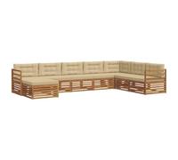 vidaXL Set di divani da esterno con cuscino 8 pcs Naturale e Beige, Divano da giardino, moderno, arredo esterno resistente, set per patio, comodo e chic