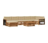 vidaXL Set di divani da esterno con cuscino 8 pcs Naturale e Beige, Divano da giardino moderno, resistente agli agenti atmosferici, divano da patio per relax e svago