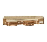 vidaXL Set di divani da esterno con cuscino 8 pcs Naturale e Beige, Set divani da esterno, divano modulare per giardino, mobili da patio resistenti per relax e svago all'aperto